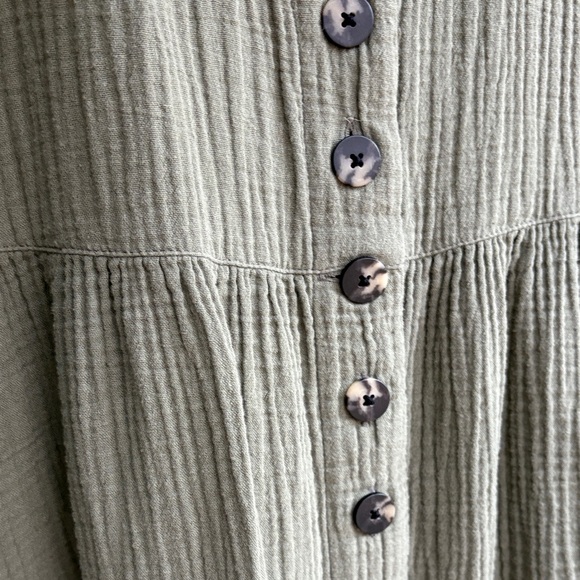 Madewell Olive Green Button-Front Midi Dress - Picture 6 of 6